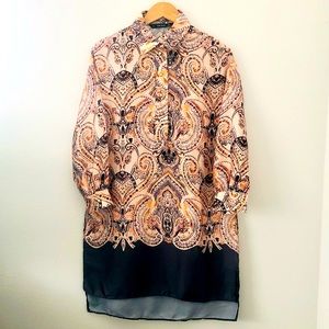 Paisley satin shirt dress/tunic. New without tag.